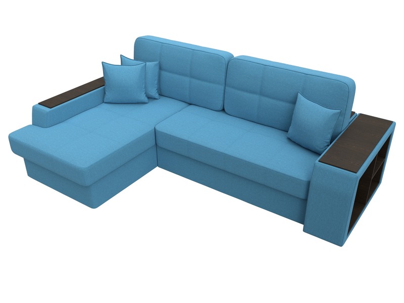 Диван угловой Брюссель левый угол, Рогожка, Амур 10 голубой