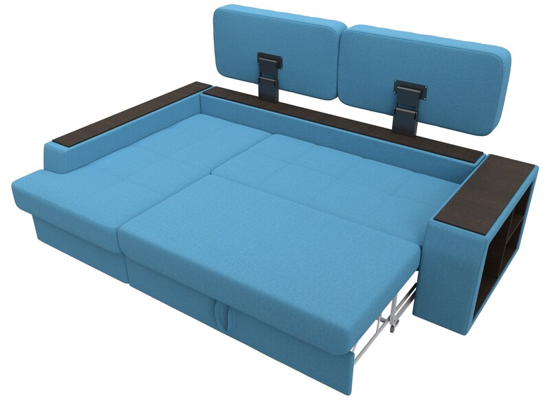 Диван угловой Брюссель левый угол, Рогожка, Амур 10 голубой