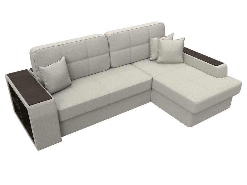 Диван угловой Брюссель правый угол, Рогожка, Амур 02 бежевый