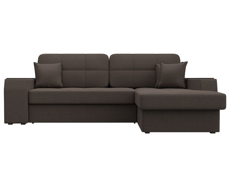 Диван угловой Брюссель правый угол, Рогожка, Амур 05 коричневый