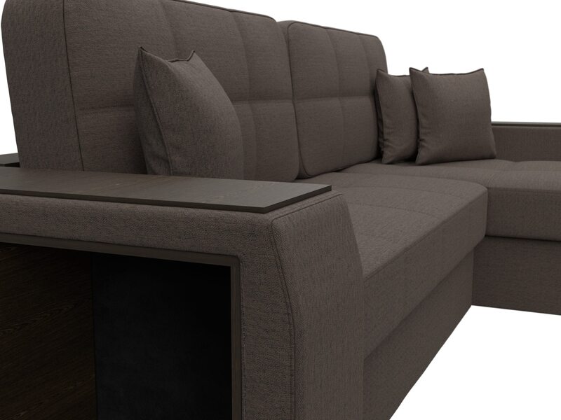 Диван угловой Брюссель правый угол, Рогожка, Амур 05 коричневый