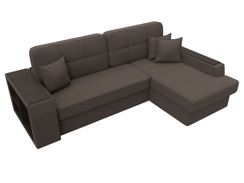 Диван угловой Брюссель правый угол, Рогожка, Амур 05 коричневый