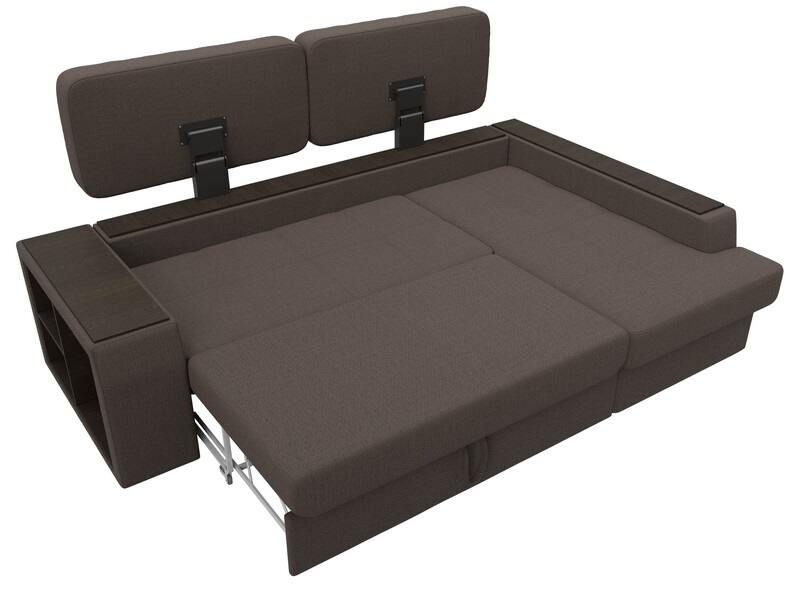 Диван угловой Брюссель правый угол, Рогожка, Амур 05 коричневый