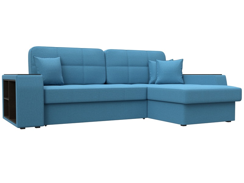 Диван угловой Брюссель правый угол, Рогожка, Амур 10 голубой