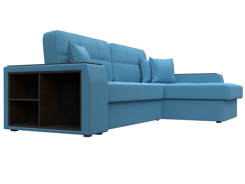 Диван угловой Брюссель правый угол, Рогожка, Амур 10 голубой