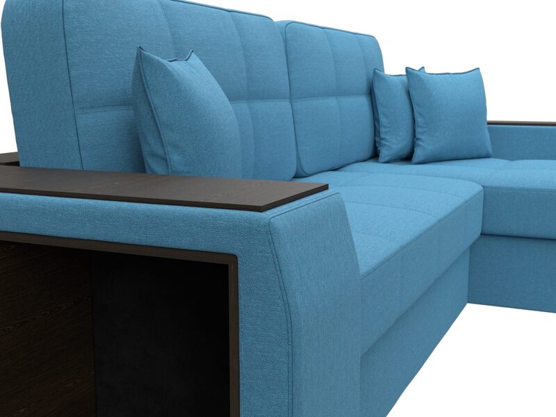 Диван угловой Брюссель правый угол, Рогожка, Амур 10 голубой