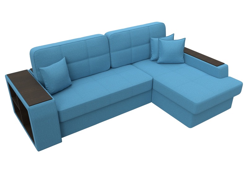 Диван угловой Брюссель правый угол, Рогожка, Амур 10 голубой