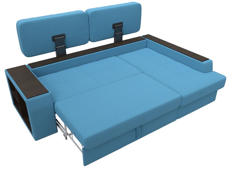 Диван угловой Брюссель правый угол, Рогожка, Амур 10 голубой