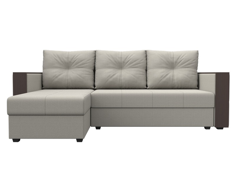 Диван угловой Валенсия Лайт левый угол, Рогожка, Амур 02 бежевый