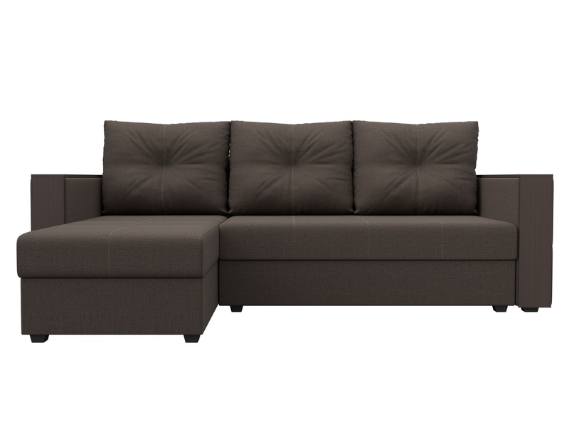 Диван угловой Валенсия Лайт левый угол, Рогожка, Амур 05 коричневый