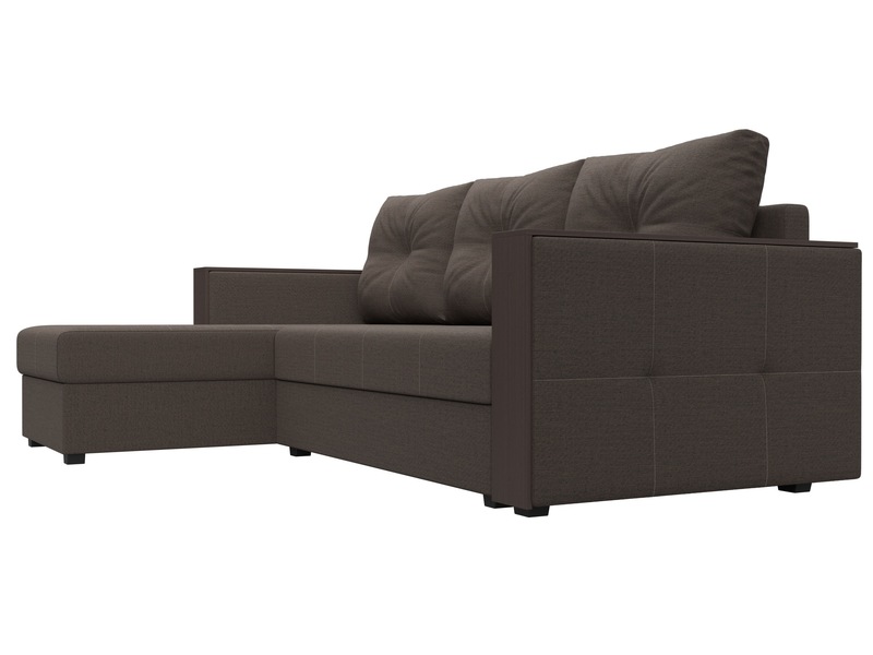 Диван угловой Валенсия Лайт левый угол, Рогожка, Амур 05 коричневый