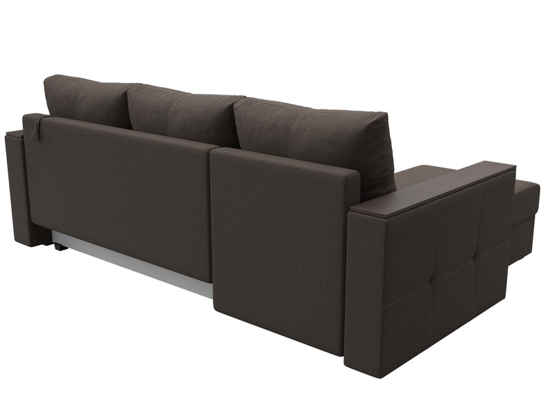 Диван угловой Валенсия Лайт левый угол, Рогожка, Амур 05 коричневый