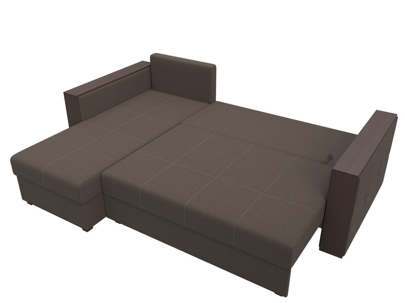 Диван угловой Валенсия Лайт левый угол, Рогожка, Амур 05 коричневый