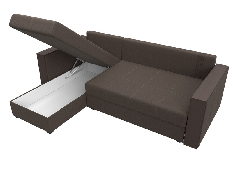 Диван угловой Валенсия Лайт левый угол, Рогожка, Амур 05 коричневый