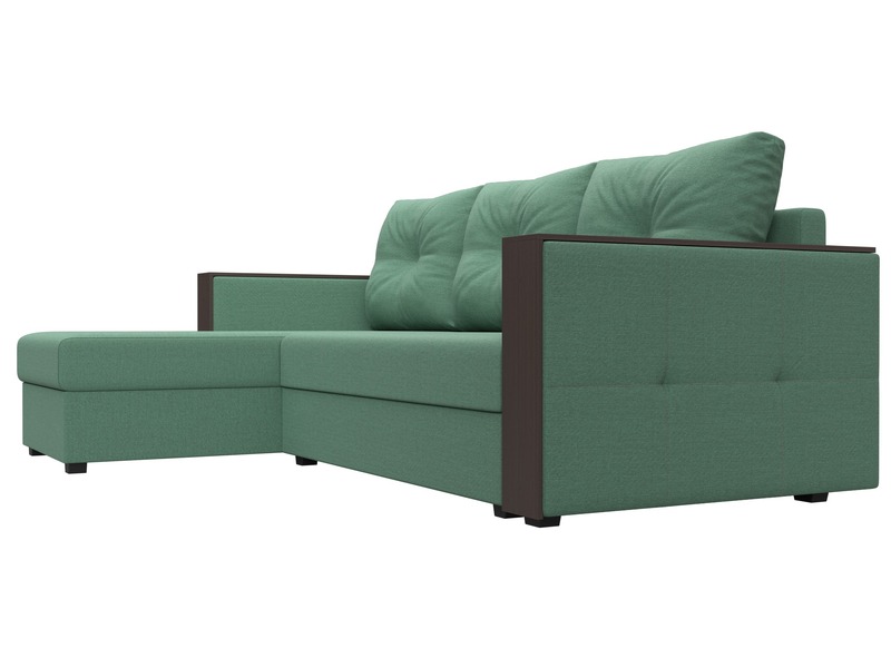 Диван угловой Валенсия Лайт левый угол, Рогожка, Амур 11 зеленый