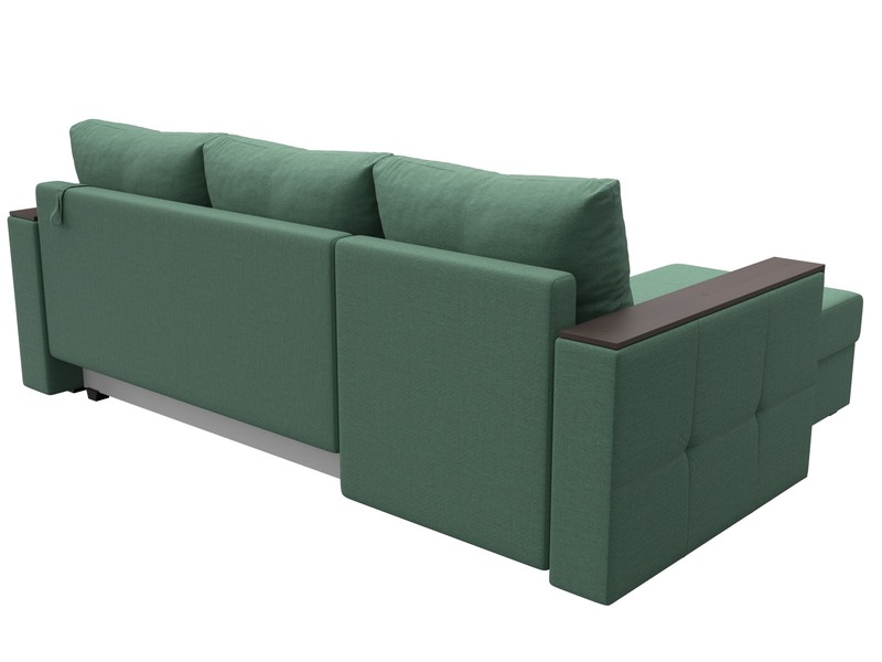 Диван угловой Валенсия Лайт левый угол, Рогожка, Амур 11 зеленый