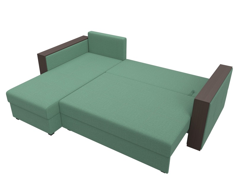 Диван угловой Валенсия Лайт левый угол, Рогожка, Амур 11 зеленый