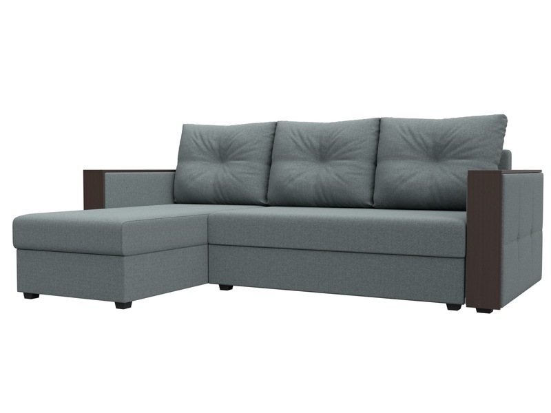 Диван угловой Валенсия Лайт левый угол, Рогожка, Амур 07 серый