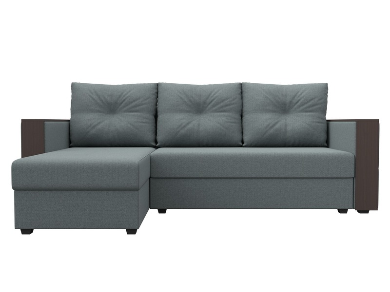 Диван угловой Валенсия Лайт левый угол, Рогожка, Амур 07 серый