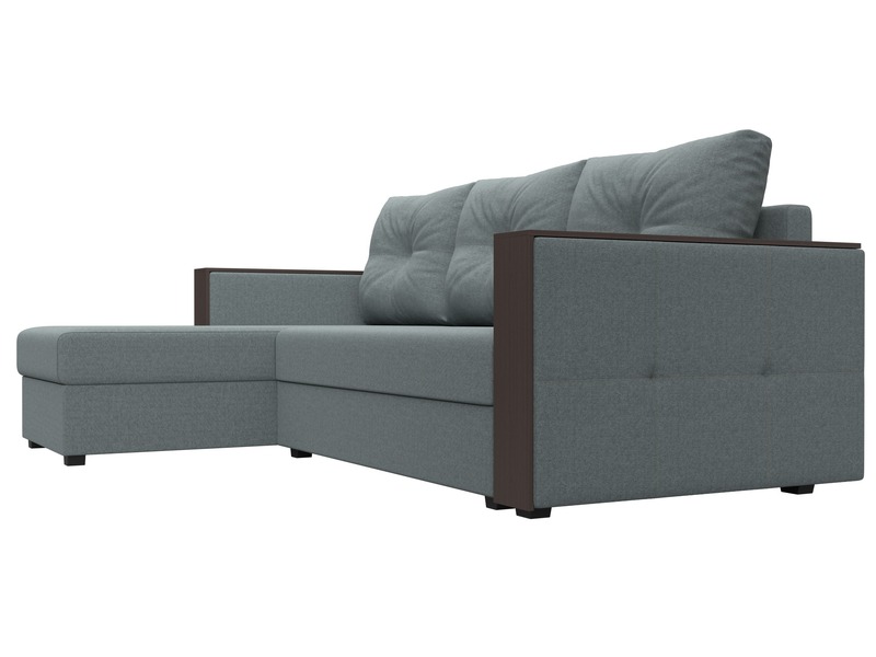 Диван угловой Валенсия Лайт левый угол, Рогожка, Амур 07 серый