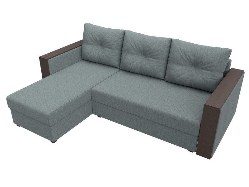 Диван угловой Валенсия Лайт левый угол, Рогожка, Амур 07 серый