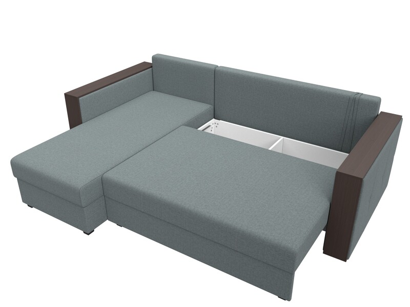 Диван угловой Валенсия Лайт левый угол, Рогожка, Амур 07 серый