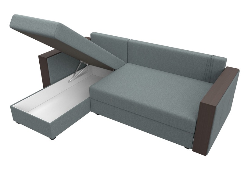 Диван угловой Валенсия Лайт левый угол, Рогожка, Амур 07 серый