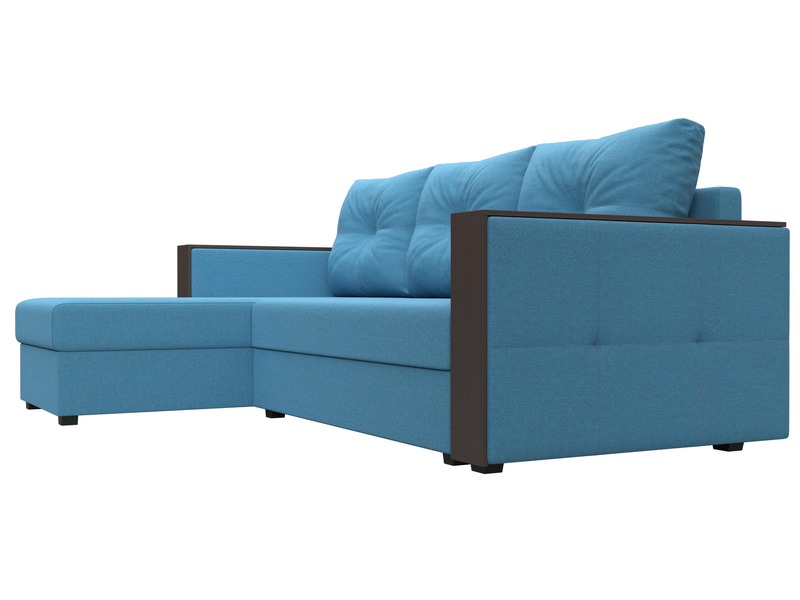 Диван угловой Валенсия Лайт левый угол, Рогожка, Амур 10 голубой
