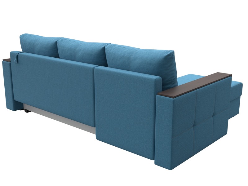 Диван угловой Валенсия Лайт левый угол, Рогожка, Амур 10 голубой