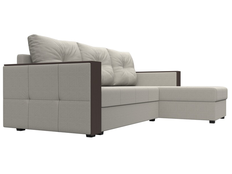 Диван угловой Валенсия Лайт правый угол, Рогожка, Амур 02 бежевый