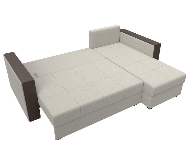 Диван угловой Валенсия Лайт правый угол, Рогожка, Амур 02 бежевый