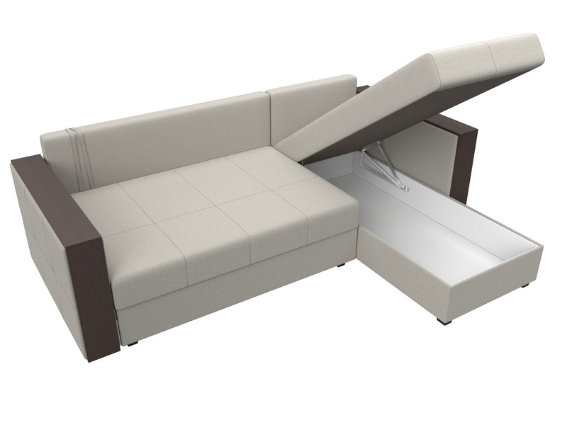 Диван угловой Валенсия Лайт правый угол, Рогожка, Амур 02 бежевый