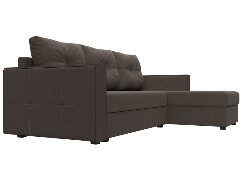 Диван угловой Валенсия Лайт правый угол, Рогожка, Амур 05 коричневый