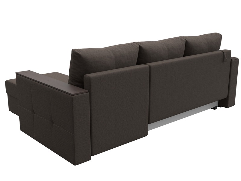 Диван угловой Валенсия Лайт правый угол, Рогожка, Амур 05 коричневый