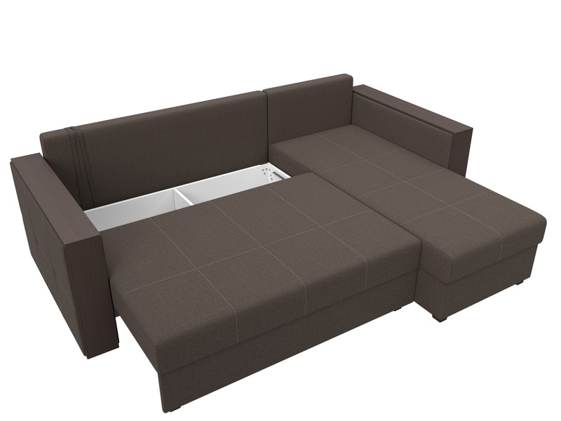 Диван угловой Валенсия Лайт правый угол, Рогожка, Амур 05 коричневый
