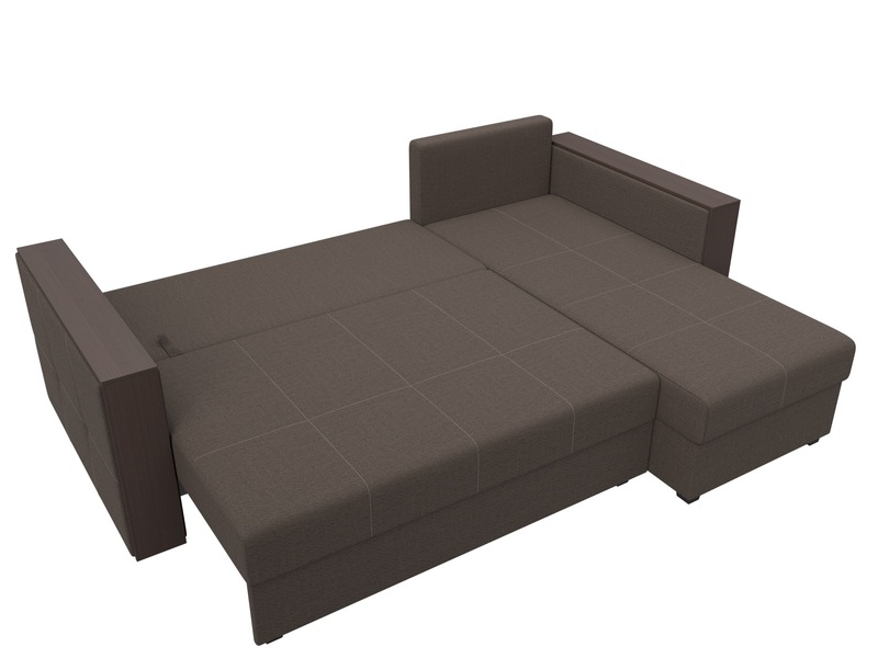 Диван угловой Валенсия Лайт правый угол, Рогожка, Амур 05 коричневый