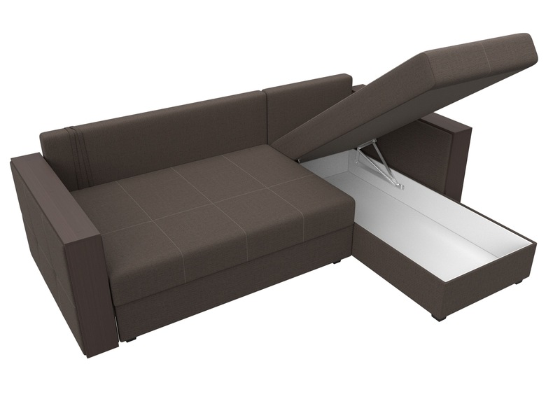 Диван угловой Валенсия Лайт правый угол, Рогожка, Амур 05 коричневый