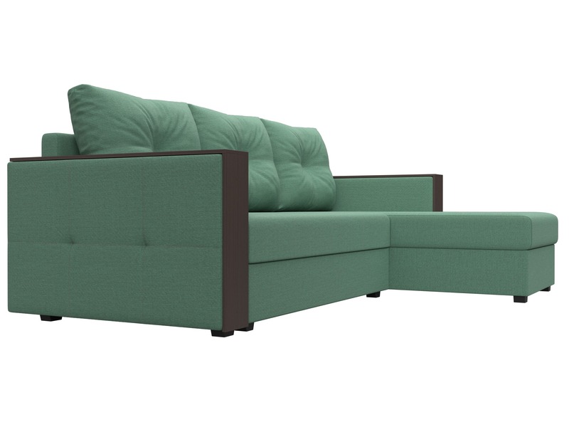 Диван угловой Валенсия Лайт правый угол, Рогожка, Амур 11 зеленый