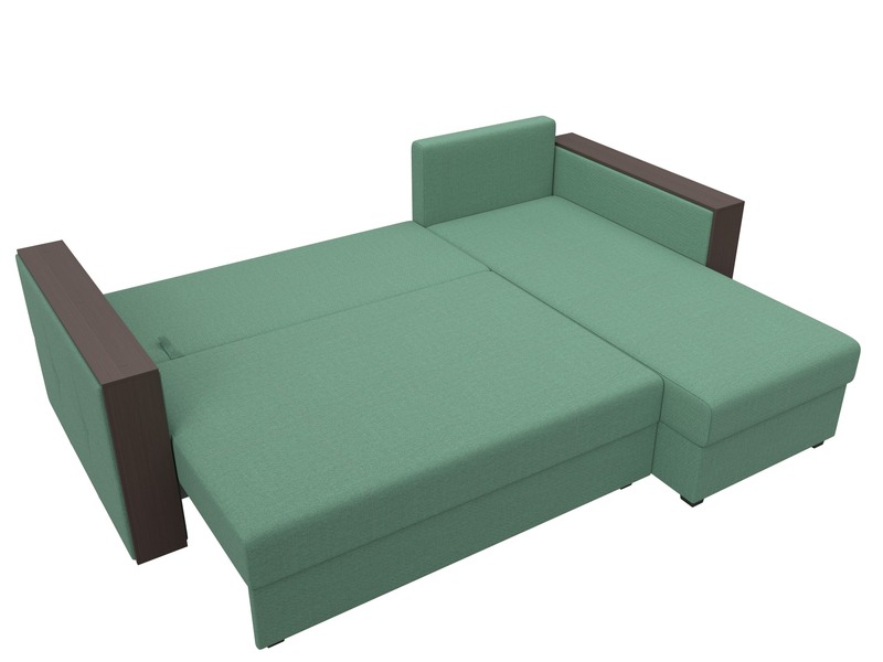 Диван угловой Валенсия Лайт правый угол, Рогожка, Амур 11 зеленый