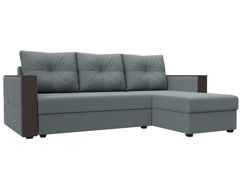 Диван угловой Валенсия Лайт правый угол, Рогожка, Амур 07 серый