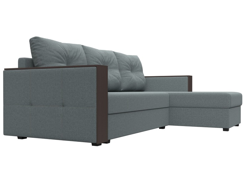 Диван угловой Валенсия Лайт правый угол, Рогожка, Амур 07 серый