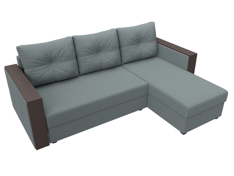 Диван угловой Валенсия Лайт правый угол, Рогожка, Амур 07 серый