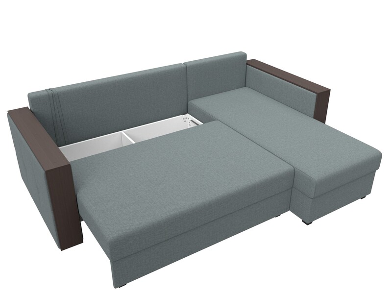 Диван угловой Валенсия Лайт правый угол, Рогожка, Амур 07 серый