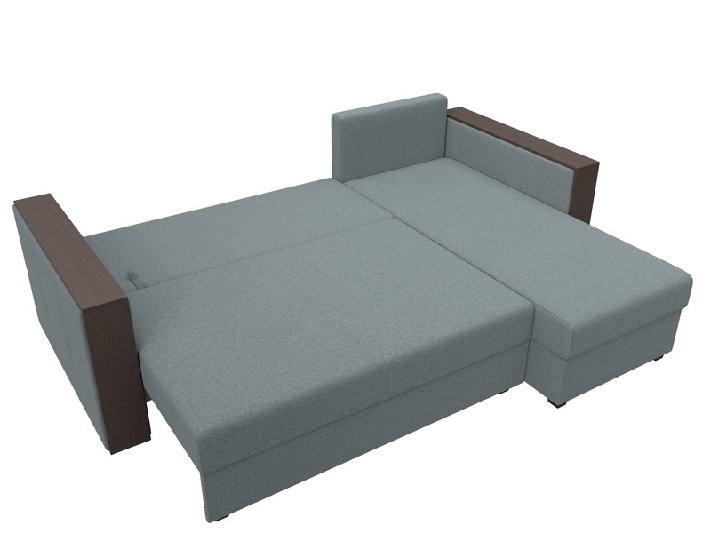 Диван угловой Валенсия Лайт правый угол, Рогожка, Амур 07 серый