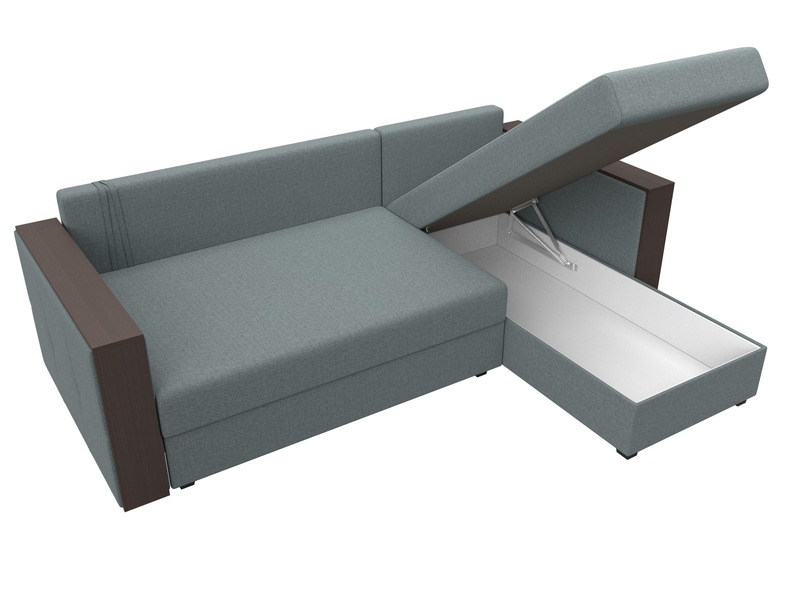 Диван угловой Валенсия Лайт правый угол, Рогожка, Амур 07 серый