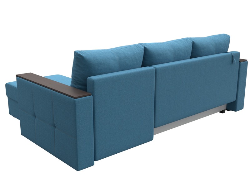 Диван угловой Валенсия Лайт правый угол, Рогожка, Амур 10 голубой