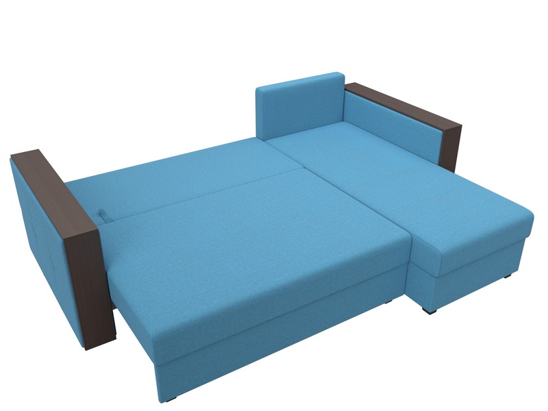 Диван угловой Валенсия Лайт правый угол, Рогожка, Амур 10 голубой