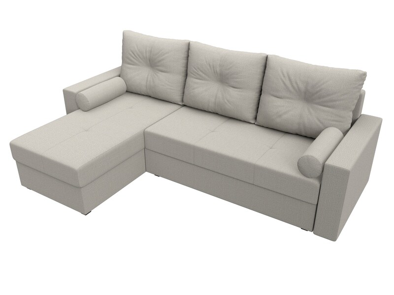 Диван угловой Верона Лайт левый угол, Рогожка, Амур 02 бежевый