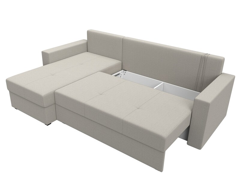 Диван угловой Верона Лайт левый угол, Рогожка, Амур 02 бежевый