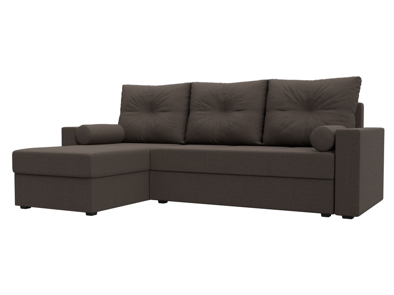 Диван угловой Верона Лайт левый угол, Рогожка, Амур 05 коричневый